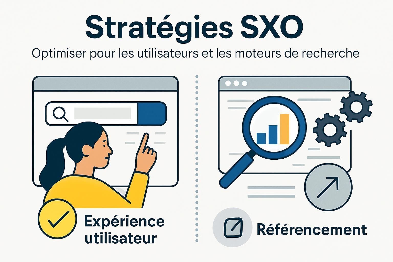 Découvrez le SXO en 2025 : définition, enjeux cruciaux et bonnes pratiques pour optimiser votre stratégie de search experience. Apprenez comment allier SEO et UX pour améliorer la satisfaction utilisateur et augmenter votre visibilité en ligne.